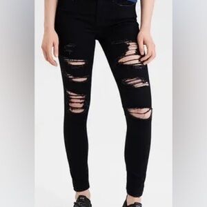 American Eagle Distressed Black Skinny Jeans